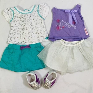 18" American Girl Doll Silver Print Cat Tee, Star Quilt Skirt, Birthday Outfit - Picture 1 of 12