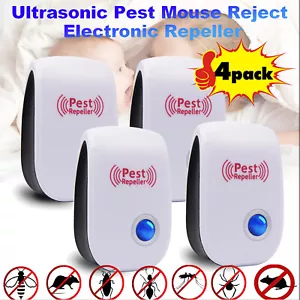 More details for 4 pack ultrasonic pest control repeller uk plug-in reject rat mouse mice spider