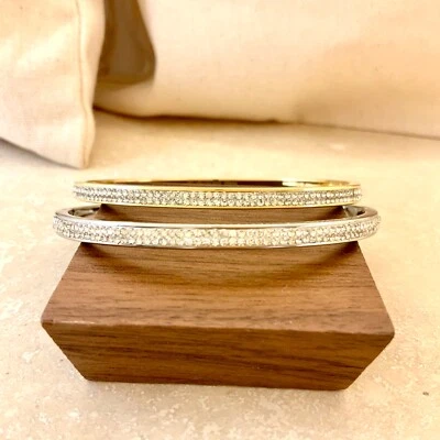 Pave CZ stone thin bangle bracelet Stackable high quality jewelry - Image 1 of 4
