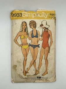 Simplicity 1972 Sew Pattern #9933 Bathing Suit Bikini One Piece Size 14 Bust 36 - Picture 1 of 2
