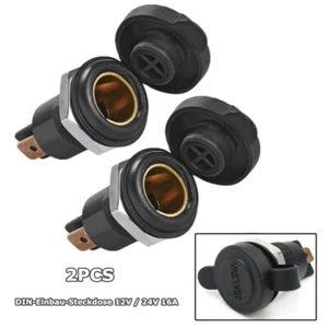 2X Einbau Steckdose 12V/ 24V DIN 16A Buchse KFZ Boot Ladegerät LKW Motorrad PKW - Picture 1 of 12