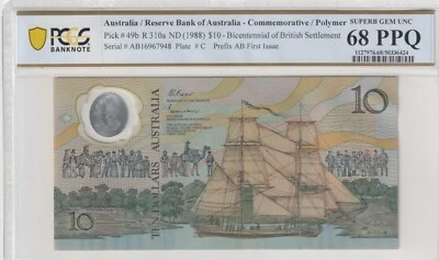Australia 1988 10 Dollars PCGS Certified Banknote UNC 68 PPQ Pick 49b - Image 1 of 2