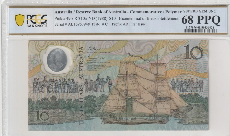 Australia 1988 10 Dollars PCGS Certified Banknote UNC 68 PPQ Pick 49b - Image 1 of 2