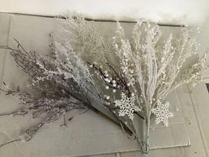 Lot (12) White Silver Glitter Floral Picks Buy it Now Make Offer! - Picture 1 of 6