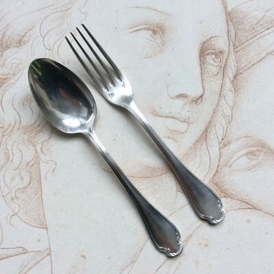 Couverts d'Enfant Baptème Anciens Christofle Métal Argenté - Photo 1/4