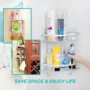 Shower Caddy Bathroom Shelf, 2 Tiers Corner Shower Caddies, Shower Organizer - Picture 1 of 6