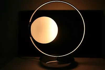 Lampe Design Sphère Chromée & Opaline. • 50€