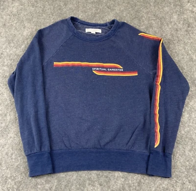 Spiritual Gangster Long Sleeve Retro Sweatshirt Womens XS Blue Rainbow Made USA - Image 1 of 4