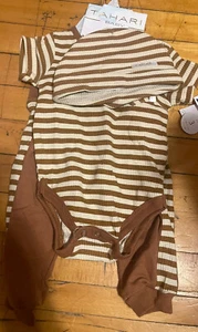 NEW Tahari Baby 3 Piece Set Long Sleeve Pant Hat 3-6 Months Baby Cat Lover Blue - Picture 1 of 3