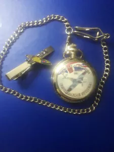 BATTLE OF BRITAIN SPITFIRE Quartz Pocket Watch with Tie Pin, Brilliant Gift. - Picture 1 of 5