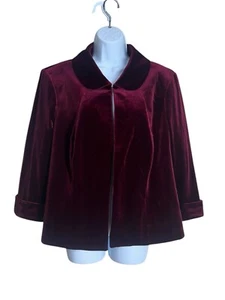 TAHARI Luxe 16W 16 Velvet Blazer Maroon Christmas Holiday Cape Formal Burgundy - Picture 1 of 6