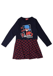 Miraculous Kleid für Mädchen - Ladybug Kleidchen Rock langarm Blau/Rot