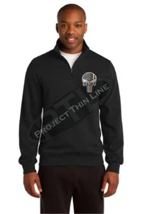 Sudadera de lana delgada línea naranja cráneo 1/4 con cremallera para hombre búsqueda y rescate SAR - Imagen 1 de 4