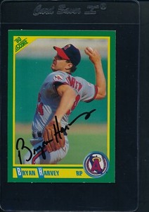1990 Score #8 Bryan Harvey Angels Signed Auto *42157