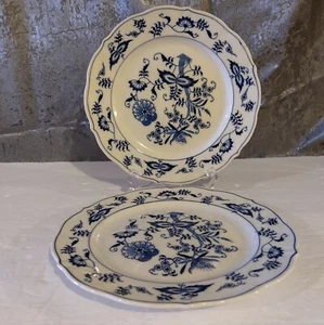 2 Vintage, Blue Danube, Porcelain Plates,8 1/2", Blue, White Floral - Picture 1 of 9