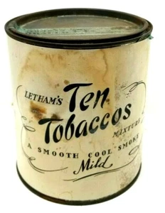 Vtg Letham's Ten Tobacco Tin with Paper Label Beverly Hill Pipe Shop RARE (G30) - Picture 1 of 6