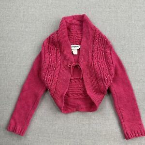 Ladybird Kids Girls Wool Cardigan Sweater Size 5 Pink Tie-Up Front Knit Jumper