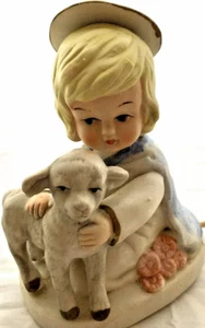 Vintage Child Angel With Lamb Figurine Night Light - Picture 1 of 12