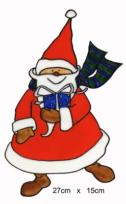 Window Color Bild Fensterbild Aufkleber " Weihnachtsmann mit Geschenk " 176 - Bild 1 von 2