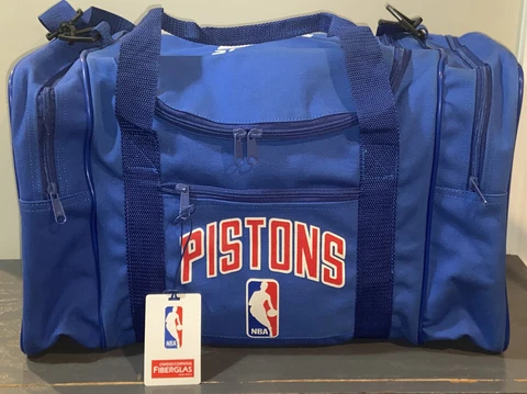 Vintage 90s Starter Detroit Pistons Duffle Bag ~ Gym / Basketball Bag ~Blue ~EUC Cover