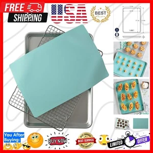 3-Piece Baking Set: Aqua Silicone Mat, Aluminum Pan & Cooling Rack - Picture 1 of 10