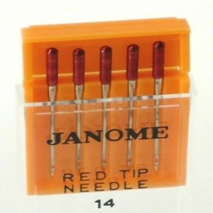 Janome Sewing Machine Red Tip Embroidery Needle 5 Count Pack New - Picture 1 of 1