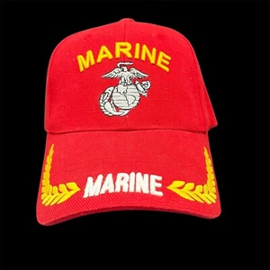 Gorra de béisbol ajustable del Cuerpo de Marines de los Estados Unidos militar roja dorada/amarilla nueva - Imagen 1 de 3