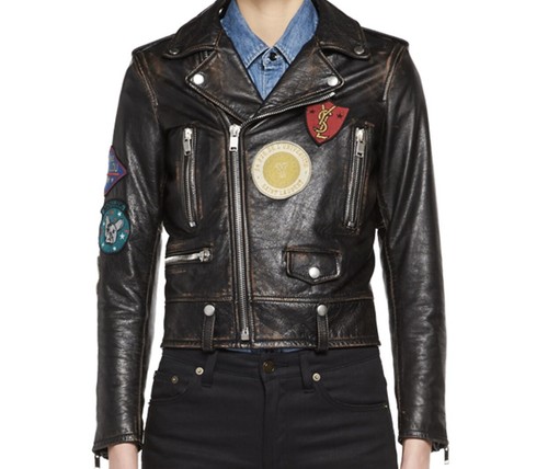 SAINT LAURENT (YSL) GIACCA MOTO MULTIPATCH AUTENTICA YSL SAINT LAURENT NUOVA CON ETICHETTE TAGLIA 38
