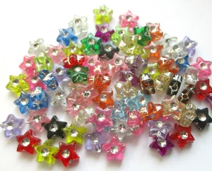 50 Acrylperlen Glitzer Stern 9 mm Schmuckdesign Basteln Weihnachten transparent - Bild 1 von 2