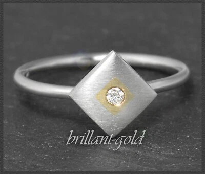 Diamant Ring Gold & Platin, 2,30mm Brillant, Designer Schmuck vom Goldschmied - Bild 1 von 4