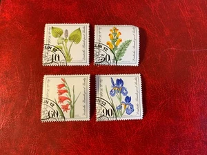 GERMANY BERLIN 1981 USED OR MNH FLOWERS BISTORT CAROLINUM GLADIOLUS IRIS - Picture 1 of 4