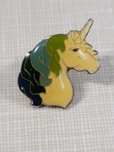 Vintage blau und grün Einhorn 80er Jahre emailliert Revers Weste Hut Pin bunt. - Bild 1 von 6
