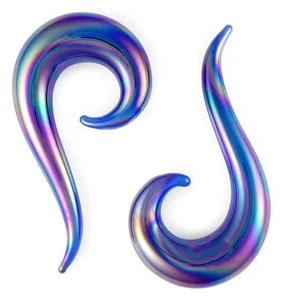 Par de medidores de gotas de vidrio iridiscente perla azul - Imagen 1 de 1