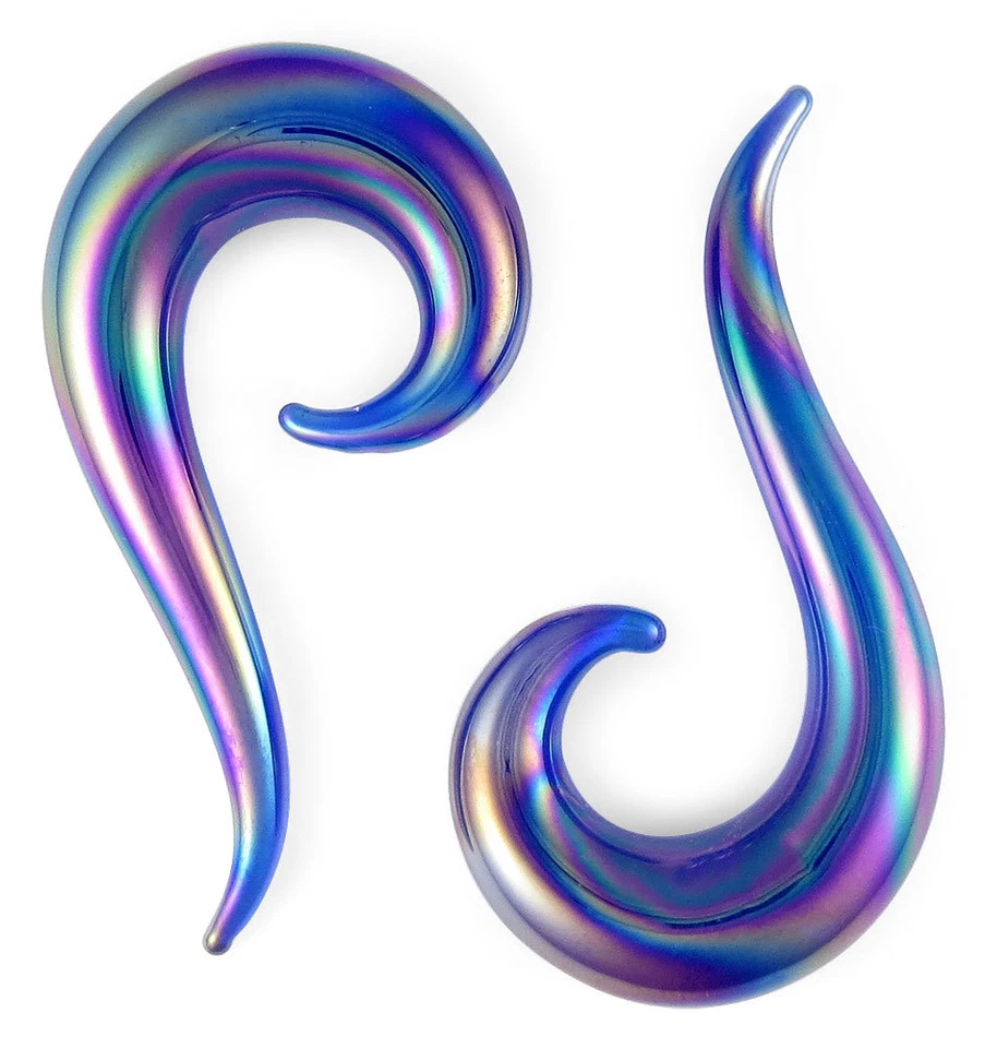 Par de medidores de gotas de vidrio iridiscente perla azul Foto 1 de 1