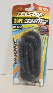 25' Foot Coiled Telephone Modular Handset Cord Black Replacement New - Picture 1 of 3