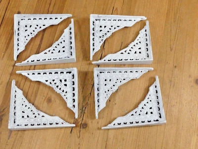 8 Shelf Braces Wall Brackets Cast Iron SMALL 5 x 4 Corbels Distressed White  - Image 1 of 4