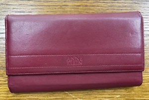 Anne Klein Wallet Burgandy Leather Snap Credit Cards 4.5 x 7.5 ins - Picture 1 of 9