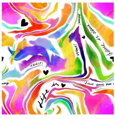 Baumwolle Abstrakt Popeline Stenzo "Life is beautyful"-neonpink ab 50cm x 150cm - Bild 1 von 2