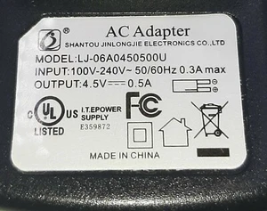 Zap - Toys 4.5V AC Charger LJ-06A0450500uU - TESTED - Picture 1 of 3