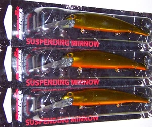 3 BANDITI SOSPESI MINNOW, 4-5/8", RETRO ORO/NERO, ESCA PROFONDA WALLEYE - Foto 1 di 2