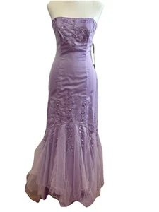 Lilac Purple Formal Strapless Beaded Dress Size 3 - Picture 1 of 15