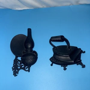 Vintage Sexton 1966 Black 2 Pc Cast Aluminum Wall Decoration Farmhouse USA Made - Picture 1 of 11