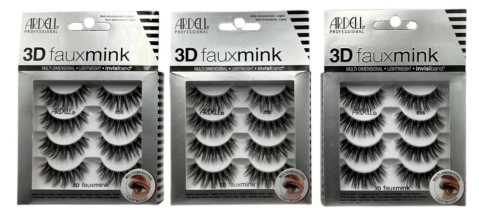 Ardell Strip Eyelashes 3D Faux Mink 4PK 858 #88060