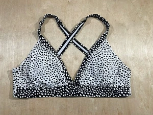 24th & Ocean Womens Vacation Spot Crossback Bra Swim Top Black/White Sz XXL - Picture 1 of 9