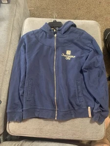 Sudadera con capucha grande azul con bolsillos Juan Valadez Café para mujer - Imagen 1 de 6