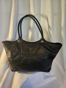 Coach Bleecker Legacy Black Leather Shoulder Bag Purse F14383 Double Handle Zip - Picture 1 of 9