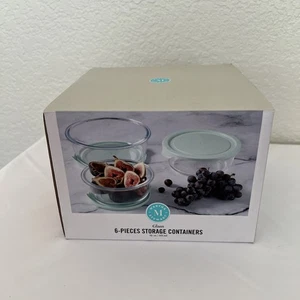 Martha Stewart 6 - Piece Glass Storage Containers with lids - Picture 1 of 6