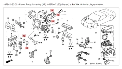 HONDA ACURA GENUINE OEM NSX Power Relay Assembly (4P) (056700-7250) (Denso) - Image 1 of 2