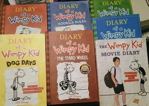 π Seven (7) Hardcover Children's Books Diary of a Wimpy Kid By Jeff Kenney - Foto 1 di 22