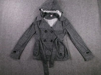 Abrigo Bongo Pea Mujer Pequeño Gris Doble Pecho Extraíble Capucha Clásico Años 90 Preparación Foto 1 de 4
